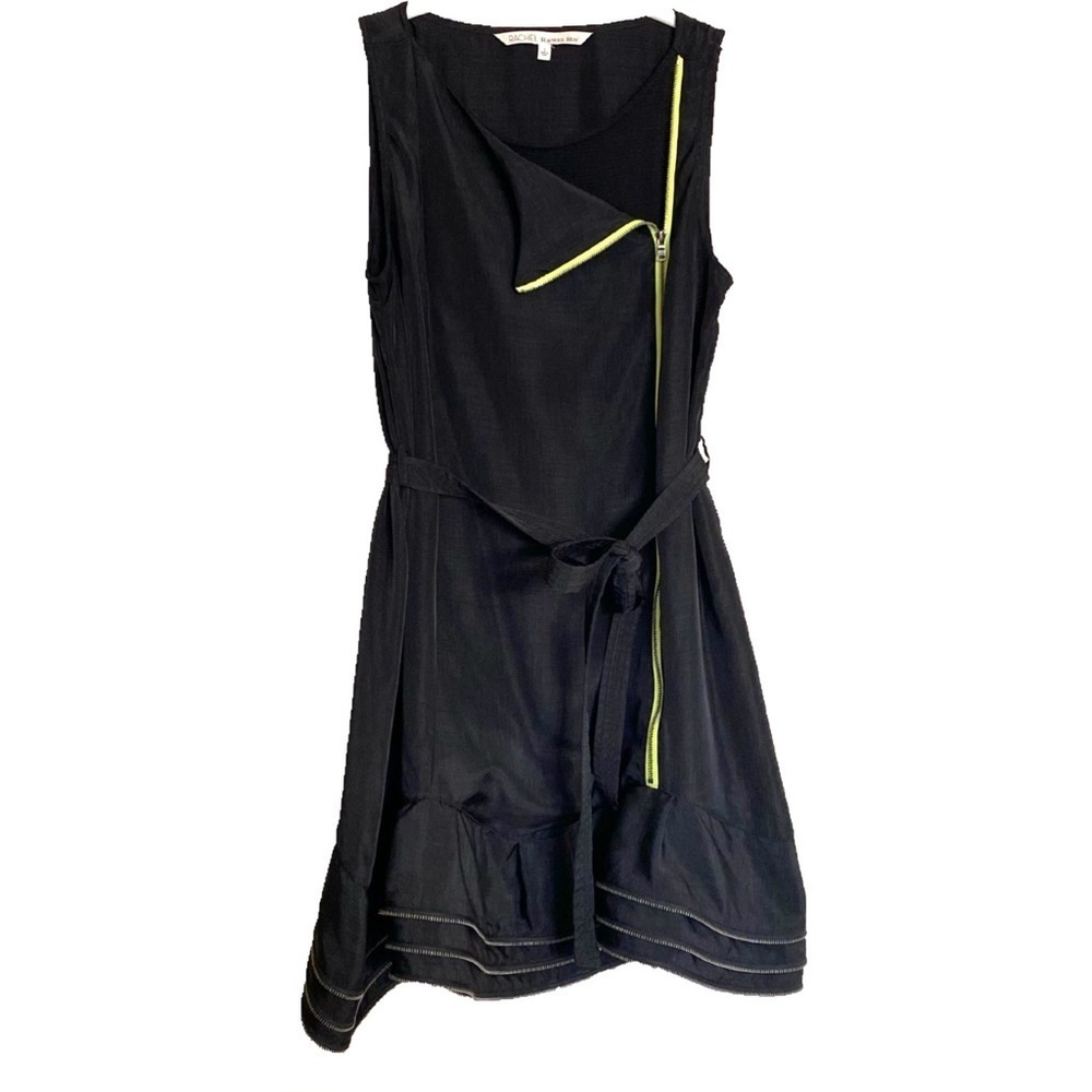 RACHEL Rachel Roy Black Cocktail Party Dress Tiered Zipper Ruffles Size 2
